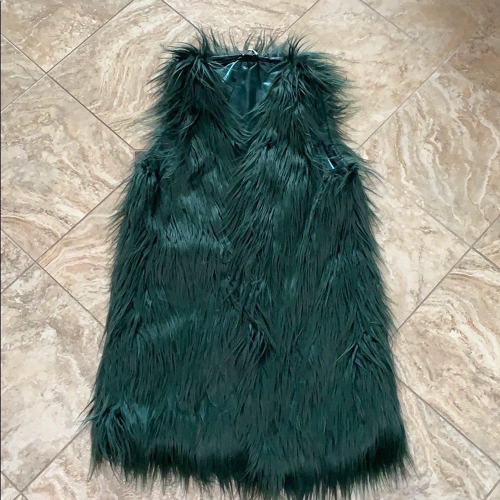 Emerald green shaggy vest